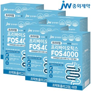 JW중외제약 프리미엄 프리바이오틱스 6박스 FOS 4000 플러스 아연 프락토올리고당 유산균, 150g, 6개
