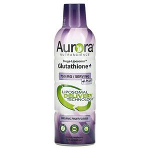오로라 뉴트라사이언스 Aurora Nutrascience Mega Liposomal Glutathione+ 비타민C 첨가 오가닉 과일 맛 750mg 480ML 16FL oz), 상품