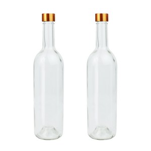 가인글로벌 와인750 투명병 + 스탬핑 숏캡 골드, 2개, 750ml