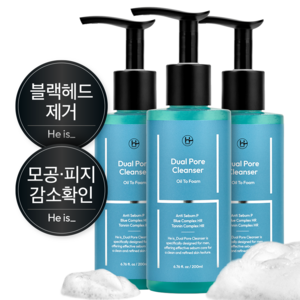 히이즈 듀얼포어 클렌저 남성 모공&블랙헤드 제거, 3개, 200ml