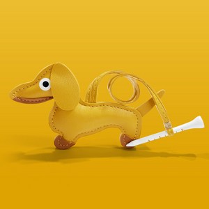 스컬독 가죽 골프 티걸이 강아지 티꽂이 분실방지 티홀더 티고리 골프선물, 옐로우, 1개