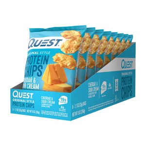 퀘스트 오리지널 프로틴 칩 체다 사워 크림 Quest Nutrition 32g 8봉지, 8개