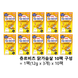 이나바 고양이 챠오 츄르 비츠 CS-174 3p, 닭가슴살, 12g, 30개