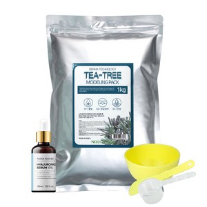 니즈네이처 더마테크 모델링팩 1kg / 400g + 팩도구 4종세트, (진정쿨링)더마테크 티트리 1kg, (원액)아카시아콜라겐 앰플 20ml, 1개