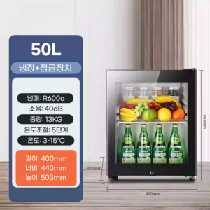 SAST 가정용 쇼케이스 장식장 음료 냉장고 거실장식장 위스키장 술냉장고, 50L[냉장보관+안전잠금]