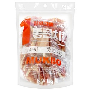 먹보 강아지 대용량 실속 상품 치킨 오리 육포 간식, 1개, 1kg, 치킨 숯불 닭갈비