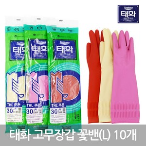 태화 고무장갑 꽃밴 대(L) 10개, 레드, 1개