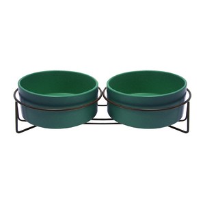 애구애구 강아지 밥그릇 물그릇 도자기 식기 블랙프레임, 초록