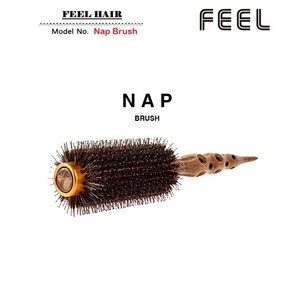 FEEL 전문가용 롤빗 NAP Bush 돈모 열판 브러쉬 원목 브러쉬 260도까지 견디는 드라이빗 4호 (조그립 핀셋 2개 증정), 1개