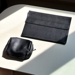 리브헤븐 노트북파우치 맥북파우치 아이패드 가죽파우치 케이스, 블랙, 1개