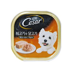 시저 애견간식 캔, 쇠고기와 닭고기 (1세 이상), 100g, 6개