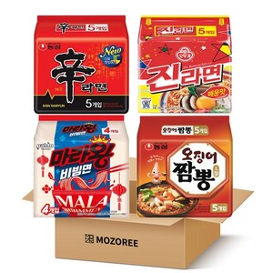 모조리 봉지라면 세트 마라비빔면5+짜파게티5+신라면5+진라면5, 1세트