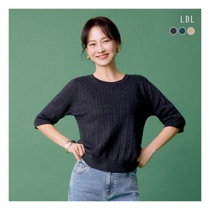 [LBL] (런칭가89 900원) 24SS 퓨어프렌치린넨100 케이블 하프슬리브 니트 3종