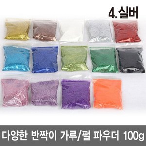 와이지알씨 반짝이 가루 100g 펄 파우더 진주 슬라임 네일 공예, 4.실버 100g