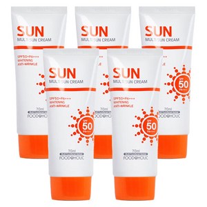 5개)푸드어홀릭 멀티 선크림70ml SPF50+PA+++, 단품