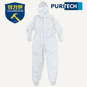 퓨리텍 이노텍 방진복 제전복 반도체 크린룸 MD체크 소매주름 원피스형, 4XL, 등판1줄인쇄, 1개