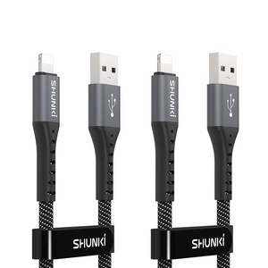 슌키 1+1 USB A to 라이트닝 8핀 고속충전 케이블, 1.2m, 2개