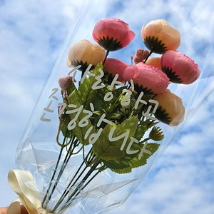 꽃포장지 사랑하고 존경합니다 OPP 투명비닐 봉투형 꽃다발, 1개, 레터링 50P
