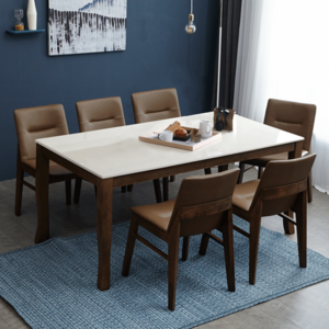베스트리빙 데미안 빈츠 화강암 대리석 6인용 식탁 테이블 세트/의자6개/3colors, 모카화이트