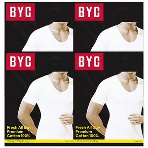 BYC 남성용 반팔런닝 4매 40수 순면 100% BYC1915
