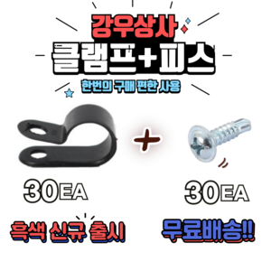 규격별 케이블클램프+ 피스 30pcs 단품 전선정리 케이블정리 선정리, 30개, JO-4N흑색(피스포함)