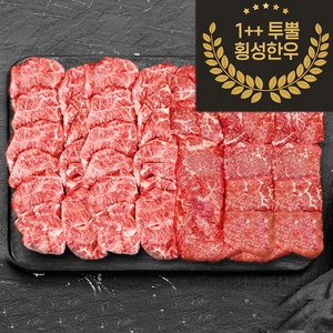 횡성한우 1++ 투뿔 한우 마블링 구이 모둠 800g, 없음