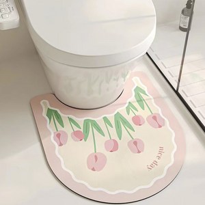 튤립 빨아쓰는 소프트 규조토 욕실 변기 세면대 발매트 2종 세트