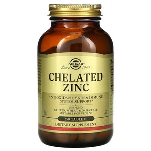 미국직구 Solgar 솔가 킬레이트 징크 아연 22mg Chelated Zinc 250정, 1개, 250캡슐