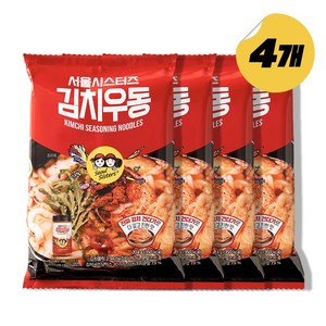 서울시스터즈 김치우동 봉지면 x 4개 밀키트 캠핑용 얼큰 캠핑요리, 204g