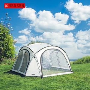 에르젠 라운지쉘터 S6 / 에르젠 대표쉘터 4면 출입문 탈착과 천장 TPU 루프 장착, 웜그레이(그라운드시트 포함)