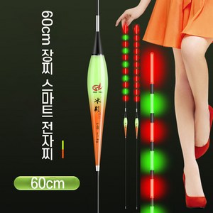 60cm 장찌 변색 스마트 전자찌 장대 낚시 야광 민물, L-08 5.0g+배터리1개, 1개