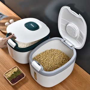 생활공유소 쌀통 잡곡통 5kg 10kg 15kg 보관용기 보관용 밀폐형 벌레방지 보관통 원터치 밀폐쌀통, 그레이