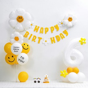 [피앤비유니티]데이지 가랜드 숫자기둥 생일풍선세트(모자 안경포함), 07)가랜드 풍선세트-숫자기둥6 (모자 안경포함), 1set