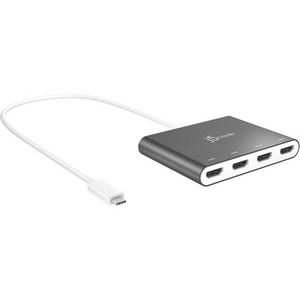 j5ceate USB-C to 4 포트 HDMI 어댑터 허브 - 멀티 모니터 스플리터 1080p 60Hz 디스플레이 지원 Type-C MacBook 및 Windows 노트북과 호, 1개