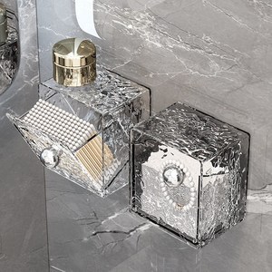 화장실 수납함 벽걸이 욕실 립스틱 화장품 거울장 수납 투명 면봉함 보관함H372, 투명색, 1개