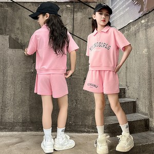 비비키드 여아 여름 상하 상하복 세트 캐쥬얼 반바지 러블리 루즈핏 반팔티 초중생 주니어 카라티