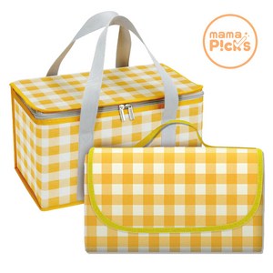 마마픽스 피크닉 소풍 캠핑 방수 돗자리 + 보냉가방 세트, 03-옐로우(돗200*200+보냉백)