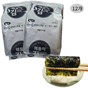 해돌이김 돌김 도시락김 맛있는 조미김 곱창김 식탁김 김군과멸치양, 12개, 5g