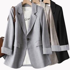 150KG M-5XL 빅사이즈 캐주얼 정장자켓 배색 데일리 고급스러운 여성 양복 코트 3컬러