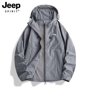 JEEP 방수복 남성 2025 여름 아이스 실크 자외선 차단 야외 라이딩 낚시 방수복 외투 얇은, M, 다크 그레이남녀 공용