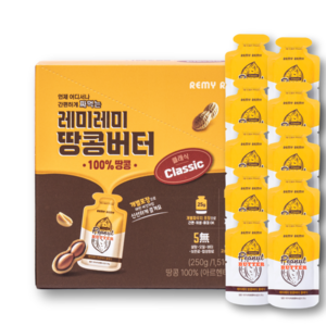 레미레미 짜먹는 땅콩버터 100% 클래식, 1박스, 250g