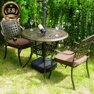 루이자몰 TV드라마 주물 야외테이블세트, 주물 테이블세트 2인용, 주물테이블 90cm + 엘리스의자 2개