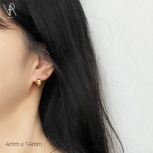 VARAM [한쌍] 써지컬스틸 플랫 14mm링 원터치 귀걸이