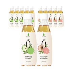 넛츠그린 제로스파클링 애플블랙티+복숭아블랙티 혼합 12병 350mL