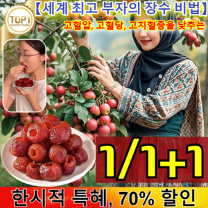 1/1+1[세계 부자의 장수 비법]씨 없음 공심 산사 산사나무 열매 과일포 동결 건조, 250g, 1개