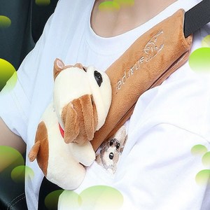 1+1 차량 안전벨트 인형 보조 쿠션 커버 캐릭터 인테리어 소품 새차선물 차꾸템, 2개, 핑고핑고