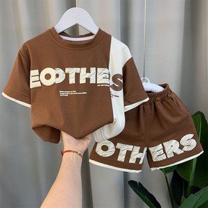 키즈송이 2024년 남아 상하복 여름 반팔 세트복 아동 여름 반팔 반바지 2종 세트복 캐주얼 주니어 초등 중등 반팔 세트