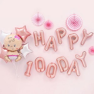 파티팡 백일파티 장식세트 [웰컴베이비 걸 HAPPY 100DAY 로즈골드] 손펌프증정 파티용품 파티풍선 백일풍선 백일잔치, 1개