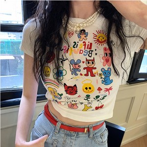 하나야 키치 크롭 반팔 티셔츠