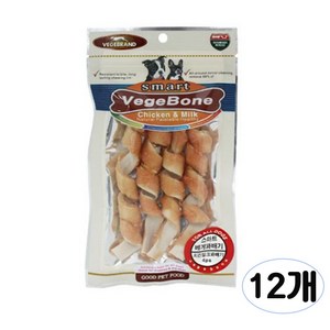 베게브랜드 스마트 베게본 꽈배기 덴탈껌 4p, 혼합맛(치킨/밀크), 52g, 12개